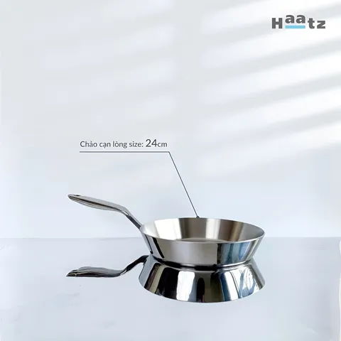 Chảo Inox 316 Cạn 24cm Haatz CIC6820 - Chất Lượng Cao Cấp, Dùng Được Cho Mọi Loại Bếp, Bảo Hành 5 Năm