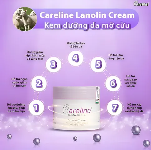 Kem Dưỡng Ẩm Cừu Tím Careline Lanolin Cream 100ml - Giải Pháp Cấp Nước, Nuôi Dưỡng Da Mềm Mại Từ Úc