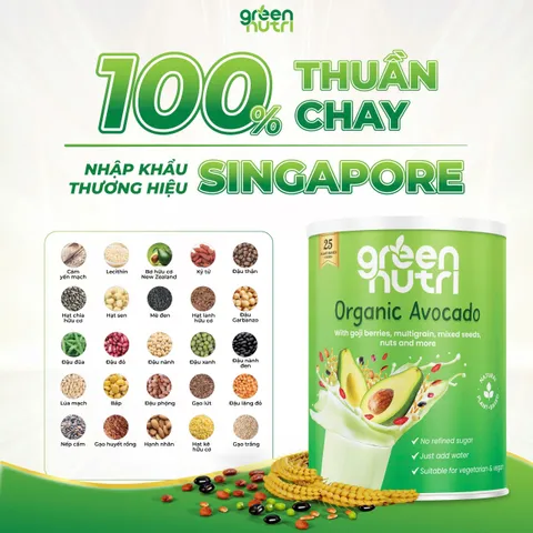 Combo 6 Lon 750Gr Organic Avocado - Sữa Hạt Ngũ Cốc Vị Bơ Chứa BCAAs Hỗ Trợ Khối Cơ