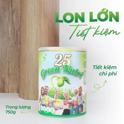 Sữa Hạt Ngũ Cốc 25 Green Nutri - Chứa Tảo Xoắn Spirulina, Thực Phẩm Lành Mạnh, Thuần Chay, Tốt Cho Sức Khỏe, Combo 6 Lon 750Gr