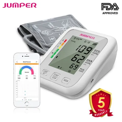 Máy Đo Huyết Áp Bắp Tay Jumper JPD-HA120 - Kết Nối Bluetooth, Màn Hình Lớn, Phát Hiện Nhịp Tim Bất Thường, Bộ Nhớ 99 Lần