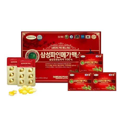 Tinh Dầu Thông Đỏ Hàn Quốc Samsung Pine Mega Max 120 Viên - Giúp Sáng Da, Chống Viêm, Giảm Mỡ Máu