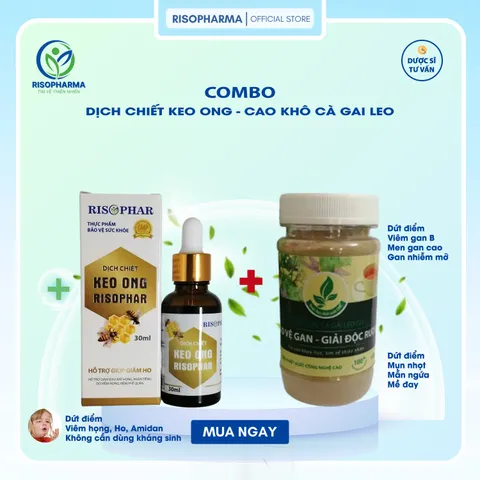 Dịch Chiết Keo Ong & Cao Khô Cà Gai Leo - Giảm Ho, Đau Họng, Khàn Tiếng, Tăng Sức Đề Kháng, Bảo Vệ Gan, Giải Độc 100% Tự Nhiên