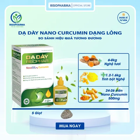 Dạ Dày Nano Curcumin NOVASOL - Tinh Chất Siêu Nano Bảo Vệ Niêm Mạc Dạ Dày, Hỗ Trợ Tiêu Hóa Tối Ưu, Sức Khỏe Đường Ruột