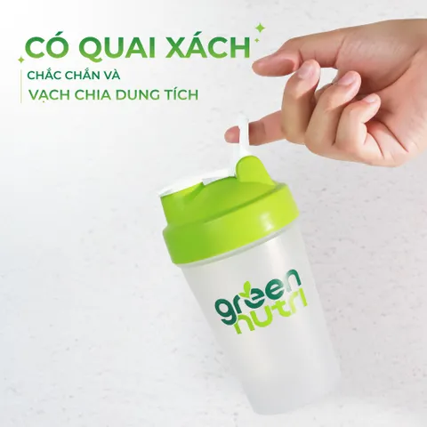 Bình Lắc Green Nutri 400ml - Bình Pha Sữa Thủy Tinh Đa Năng, Thiết Kế Tối Giản, Phù Hợp Cho Tập Gym và Duy Trì Sức Khỏe
