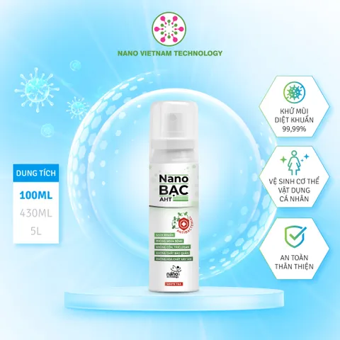 Xịt Khử Khuẩn Nano Bạc AHT 100ml - Diệt Khuẩn, Khử Mùi - An Toàn Cho Trẻ Em, Thân Thiện Môi Trường - Hương Trà Trắng