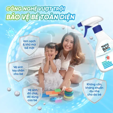 Xịt Khử Khuẩn Nano Bạc AHT 100ml - Diệt Khuẩn, Khử Mùi - An Toàn Cho Trẻ Em, Thân Thiện Môi Trường - Hương Trà Trắng