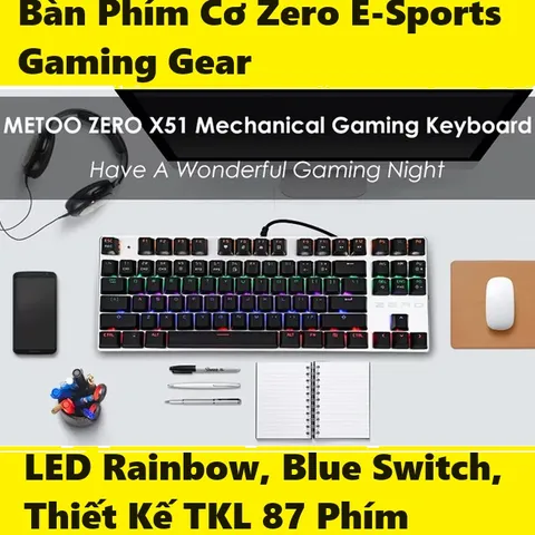 Bàn Phím Cơ Zero E-Sports Gaming Gear: Sự Kết Hợp Hoàn Hảo Giữa Đèn LED Rainbow và Blue Switch - TKL 87