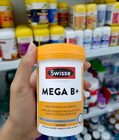 Viên uống bổ sung nhóm vitamin B Swisse Ultiboost Mega B+  60 viên Úc