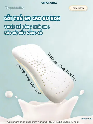 Gối Trẻ Em OFFICE CHILL Cao Su Non 0-8 Tuổi - Gối Ngủ Thoáng Khí, Nâng Đỡ Đầu Và Cột Sống, Giấc Ngủ Ngon Cho Bé