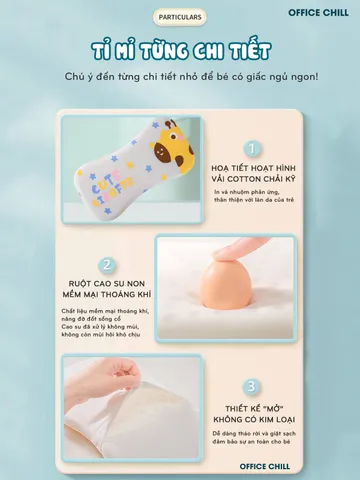 Gối Trẻ Em OFFICE CHILL Cao Su Non 0-8 Tuổi - Gối Ngủ Thoáng Khí, Nâng Đỡ Đầu Và Cột Sống, Giấc Ngủ Ngon Cho Bé