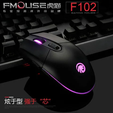 Chuột Chơi Game F102 RGB 3500DPI Fmouse - Thiết Kế Ergonomic Đen Trắng, Dễ Dàng Tùy Chỉnh, Chất Lượng Cao