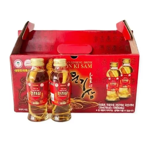 Nước hồng sâm có củ WonKiSam Hàn Quốc hộp 10 chai x 120ml