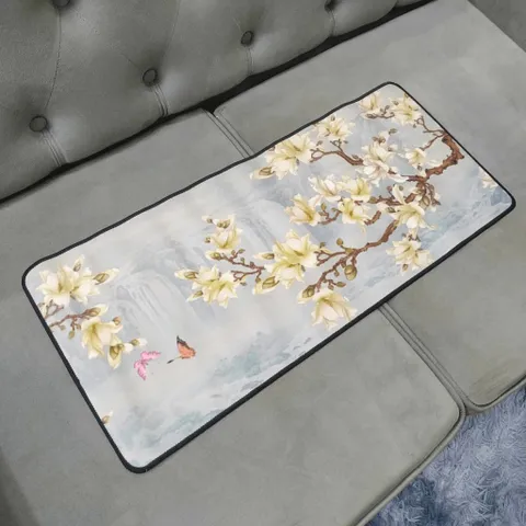 Tấm Lót Bàn Làm Việc Chống Nước Hoa Xanh Loang 70x30cm Dày 3mm - Phụ Kiện Máy Tính Chống Trượt, Thích Hợp Cho Game Thủ