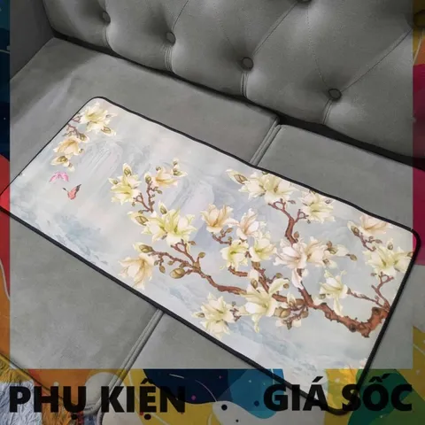 Tấm Lót Bàn Làm Việc Chống Nước Hoa Xanh Loang 70x30cm Dày 3mm - Phụ Kiện Máy Tính Chống Trượt, Thích Hợp Cho Game Thủ