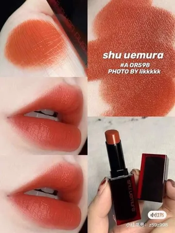 Son Shu OR 598 Uemura Rouge Unlimited Amplified A Vỏ Đen Cam Gạch Pha Nâu