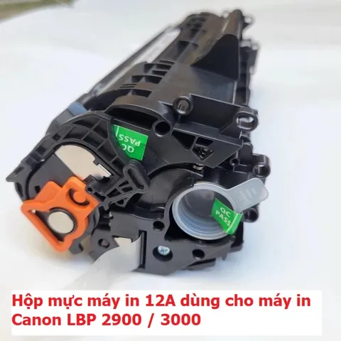Hộp mực in Canon 12A LBP 2900/3000/303 - Cartridge chất lượng cao, sắc nét, có lỗ đổ mực, tương thích với nhiều máy in