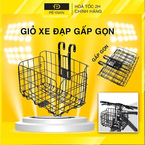 Giỏ Xe Đạp Gấp Gọn PÊ ĐAN - Chất Liệu Kim Loại Dày Chắc Chắn, Tiết Kiệm Không Gian, Dễ Lắp, Phụ Kiện Xe Đạp Hữu Ích
