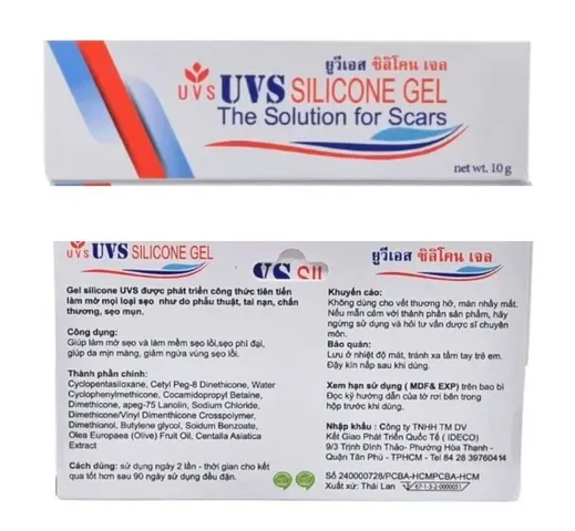 Gel UVS Silicone (Thái Lan) 10gr - Chuyên biệt làm mờ sẹo lồi, sẹo phì đại, tái tạo và dưỡng ẩm cho da mịn màng.