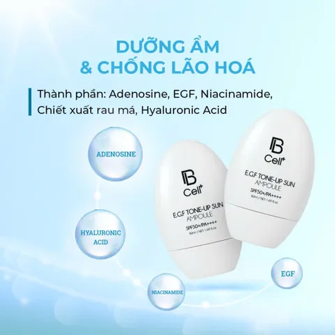 Kem Chống Nắng BCell+ EGF 50ml - Bảo Vệ Da Khỏe Mạnh Trước Tia UV, Làm Tươi Sáng, Dưỡng Ẩm Tối Ưu, Phục Hồi Da Mềm Mịn
