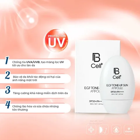 Kem Chống Nắng BCell+ EGF 50ml - Bảo Vệ Da Khỏe Mạnh Trước Tia UV, Làm Tươi Sáng, Dưỡng Ẩm Tối Ưu, Phục Hồi Da Mềm Mịn