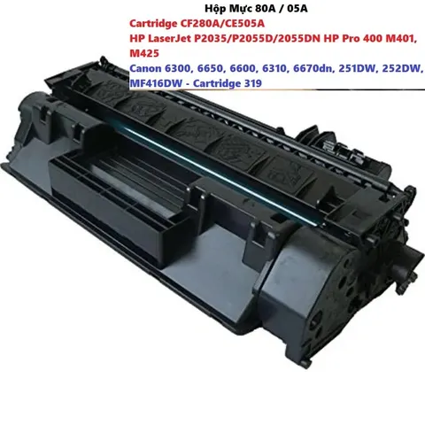 Hộp Mực HP CF280A/CE505A 80A - Tương thích HP LaserJet P2035/P2055D và Canon MF416DW - Chất lượng in sắc nét, an toàn môi trường