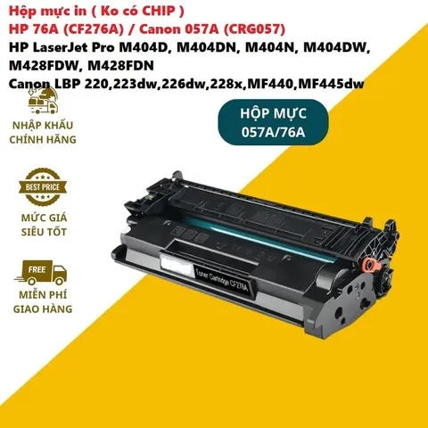 Hộp mực in HP 76A (CF276A) & Canon 057A (CRG057) không có CHIP - Tương thích với máy LaserJet Pro và LBP, in siêu nét, tiết kiệm chi phí