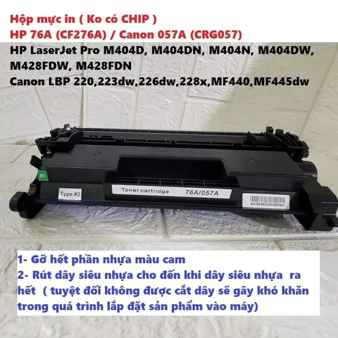 Hộp mực in HP 76A (CF276A) & Canon 057A (CRG057) không có CHIP - Tương thích với máy LaserJet Pro và LBP, in siêu nét, tiết kiệm chi phí