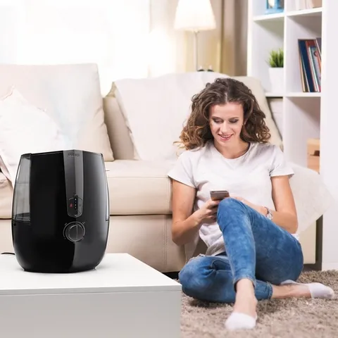 Máy Tạo Ẩm Siêu Âm HoMedics UHE-WM16 - Phun Sương Nóng Lạnh, Bình 5.2L, Chạy Liên Tục 65 Giờ, Công Nghệ Siêu Ấm, Tích Hợp Đèn Ngủ
