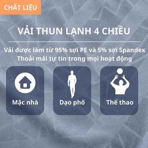 Bộ Thể Thao Nam Thun Lạnh Sport - Chất Liệu Co Giãn, Thấm Mồ Hôi, Họa Tiết 3D - Dành Cho Chơi Thể Thao, Dạo Phố, Du Lịch