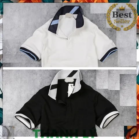 Áo phông Polo Nam Cổ Bẻ Kẻ Chéo Đen/Trắng - Chất Thun Cotton Mềm Mát, Dáng Năng Động, Phong Cách trẻ trung