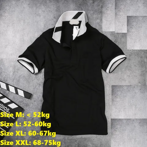 Áo phông Polo Nam Cổ Bẻ Kẻ Chéo Đen/Trắng - Chất Thun Cotton Mềm Mát, Dáng Năng Động, Phong Cách trẻ trung