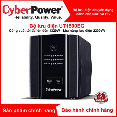 Bộ Lưu Điện UPS cho nas CyberPower UT2200EG 2200VA/1320W - có điều khiển NAS,PC - Chính hãng