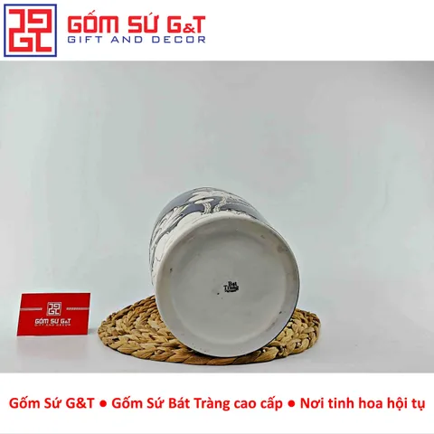 Lọ Hoa Men Hỏa Biến Dáng Thạp Vẽ Sen Gốm Sứ G&T - Nghệ Thuật Trang Trí Nội Thất Cao Cấp Bát Tràng 30cm