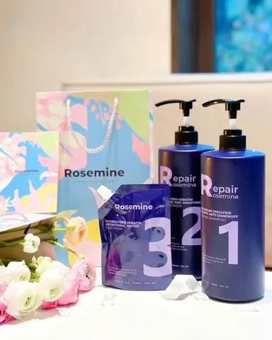 Set Dầu Gội & Dầu Xả Phục Hồi Rosemine 1000ml - Chăm Sóc Tóc Hư Tổn, Tặng Nạ Tóc, Dưỡng Ẩm, Bóng Khỏe