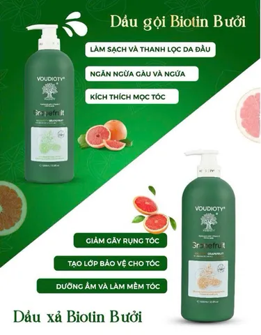 Cặp Dầu Gội Xả Voudioty Biotin & Collagen Bưởi 1000ml - Kích Thích Mọc Tóc Khỏe Đẹp, Chăm Sóc Tóc Hư Tổn