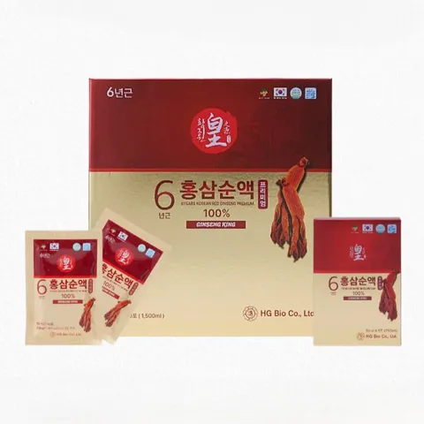 Tinh Chất Hồng Sâm Cao Cấp 100% Ginseng King HG Bio Hàn Quốc - Hỗ Trợ Sức Khỏe, Tăng Cường Miễn Dịch, Bổ Dưỡng Da, Hộp 30 Gói x 50ml