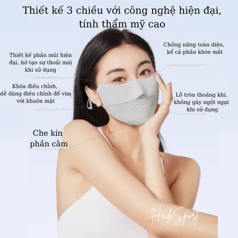 Khẩu trang chống nắng Ice Silk Lining thoáng mát mềm nhẹ mát lạnh UPF50+ chống tia UVA UVB LCUT062