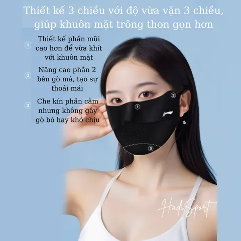 Khẩu trang chống nắng Ice Silk Lining thoáng mát mềm nhẹ mát lạnh UPF50+ chống tia UVA UVB LCUT062