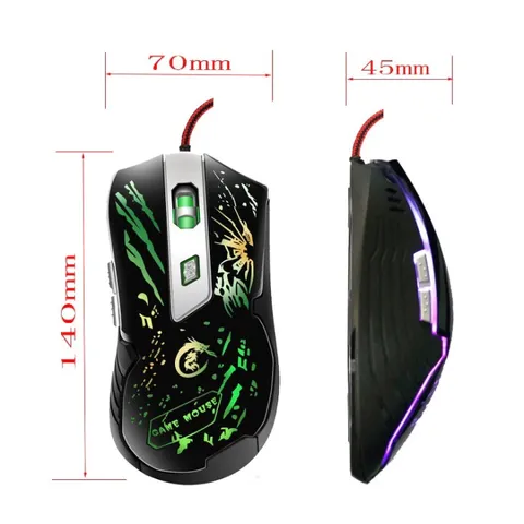 Chuột Chơi Game Có Dây A905 LED RGB Đen - Độ Nhạy 2400dpi, Chính Xác Cao, Thiết Kế Ergonomic, Tương Thích Laptop & PC