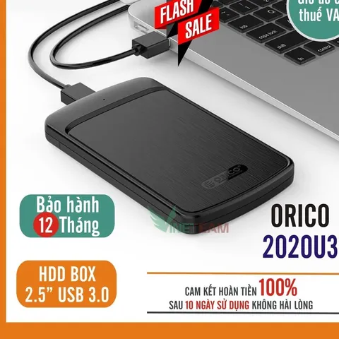 Hộp Đựng Ổ Cứng 2.5 inch ORICO 2020U3 Đen - HDD Box SATA 3 USB 3.0 Tốc Độ Cao, Chống Va Đập, Tương Thích Windows và Mac OS
