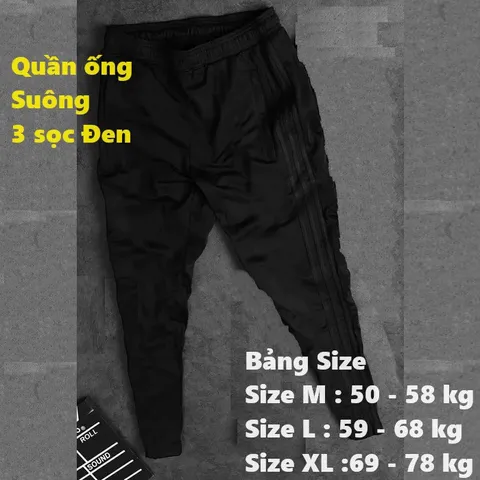 Quần Jogger Thể Thao Nỉ Suông 3 Sọc Đen Unisex - Phong Cách Thể Thao, Dễ Phối Đồ Cho Nam Nữ (40-86kg)