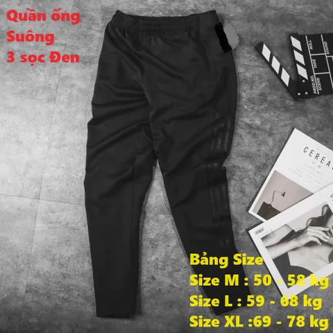 Quần Jogger Thể Thao Nỉ Poly 3 Sọc Suông Unisex Cho Nam Nữ - Thời Trang Tập Gym, Đi Dạo, Chạy Bộ - Mềm Mịn, Thoải Mái