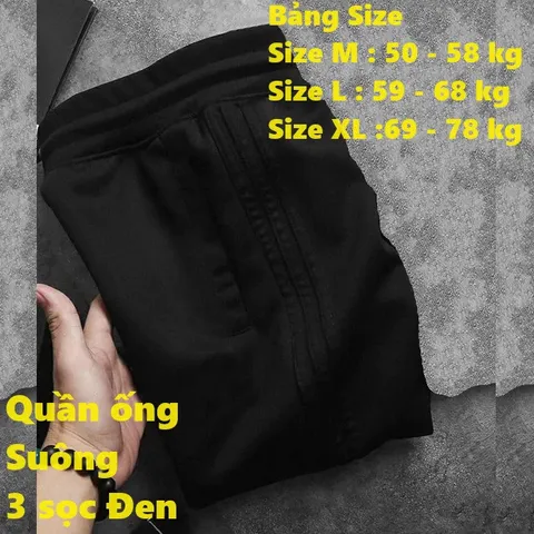 Quần Jogger Thể Thao Nỉ Poly 3 Sọc Suông Unisex Cho Nam Nữ - Thời Trang Tập Gym, Đi Dạo, Chạy Bộ - Mềm Mịn, Thoải Mái