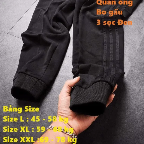 Quần Jogger Thể Thao Unisex 3 Sọc Trắng Đen - Nỉ Poly Tập Gym, Dạo Phố Cho Nam Nữ, Phong Cách Năng Động, Thoải Mái