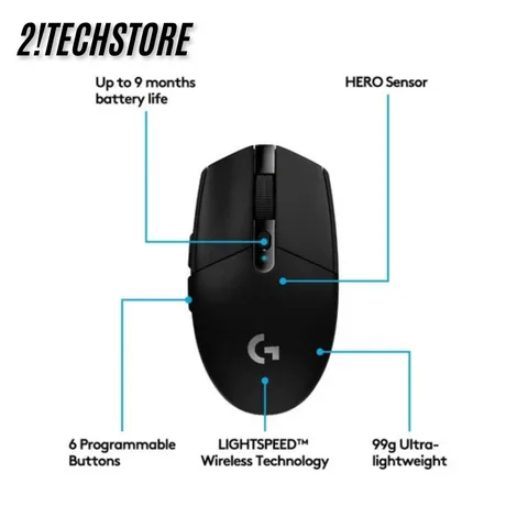 Chuột Không Dây Logitech G304 HERO - Chuột Gaming Cao Cấp 12.000 DPI, Kết Nối 1ms, Thiết Kế Nhẹ và Công Thái Học, Dành Cho Game Thủ