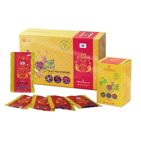 Nước Hồng Sâm Nhung Hươu Daedong Hàn Quốc - Hộp 30 Gói x 70ml, Tăng Cường Sức Khỏe, Làm Đẹp Da, Giảm Mệt Mỏi
