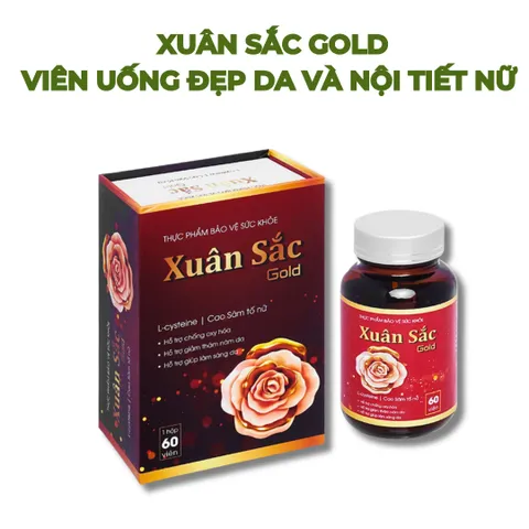 Viên uống Xuân Sắc Gold - Cân bằng nội tiết tố nữ, làm đẹp da, giảm mãn kinh, tăng cường sinh lý - Hộp 60 viên