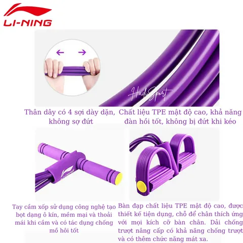 Dây kéo đàn hồi chữ B LINING bàn đạp chân tập toàn thân dây tập Pilates giảm mỡ bụng LJSP426