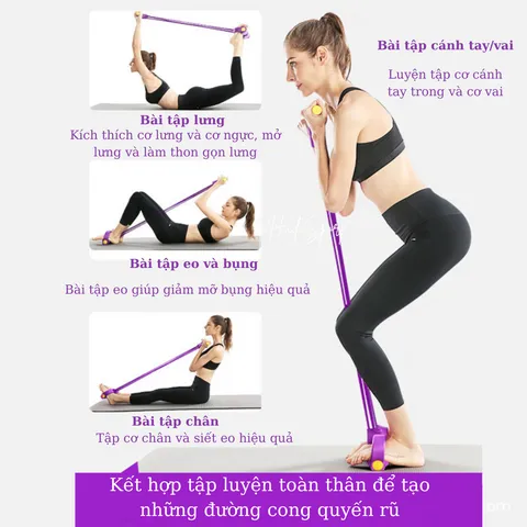 Dây kéo đàn hồi chữ B LINING bàn đạp chân tập toàn thân dây tập Pilates giảm mỡ bụng LJSP426